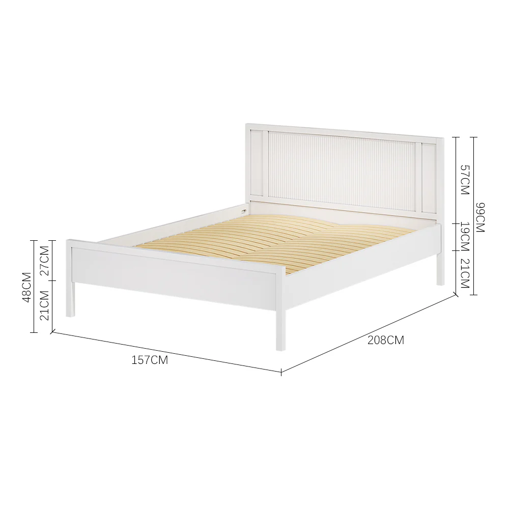 Livingandhome White Slatted Wooden Bed Frame - Image 5