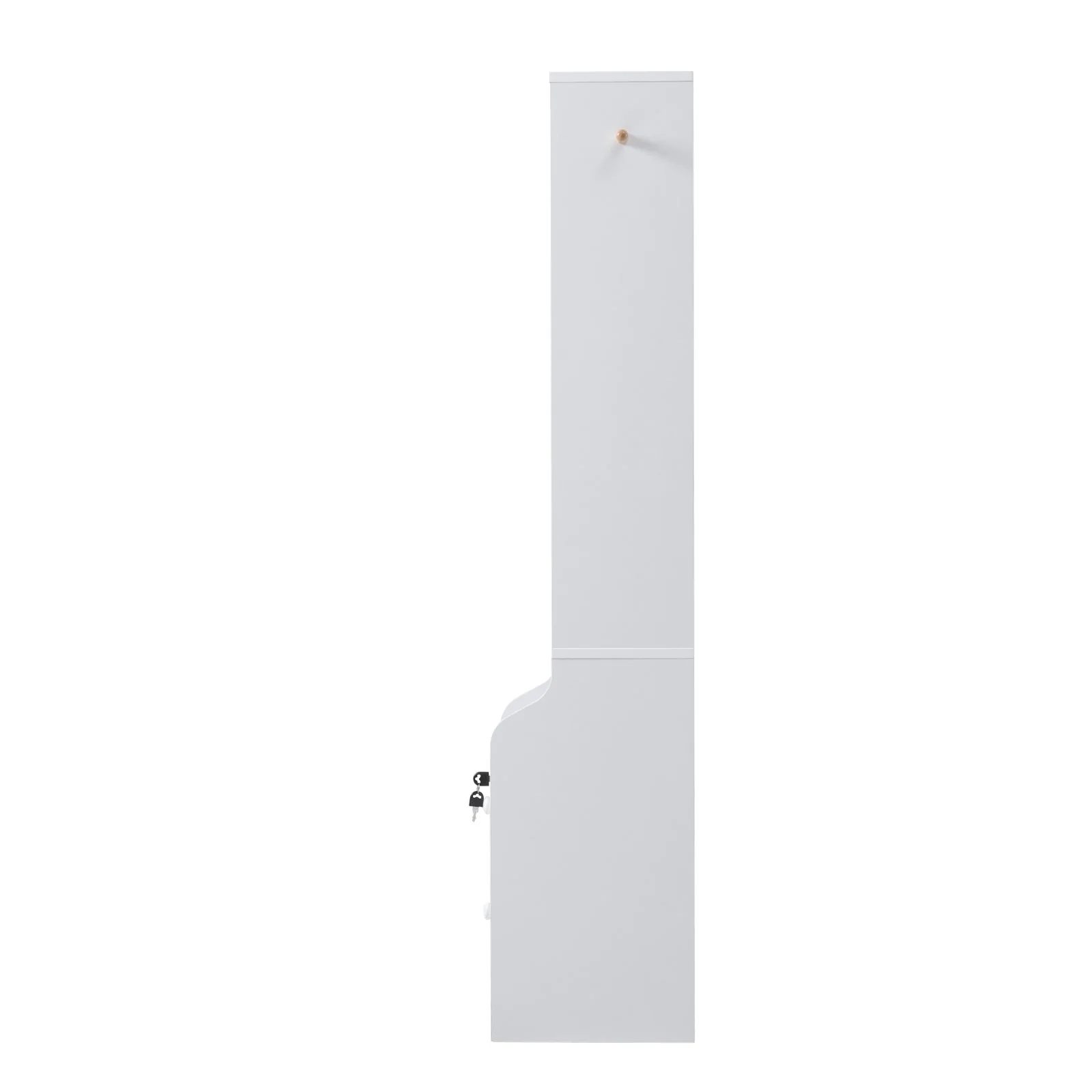 Livingandhome White Slim Storage Shelving Unit With Lockable Drawer - Image 5