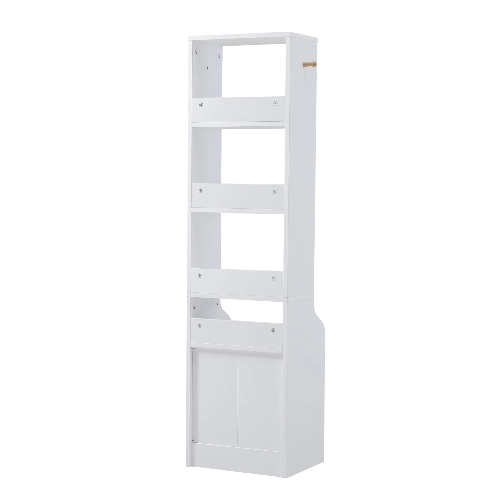 Livingandhome White Slim Storage Shelving Unit With Lockable Drawer - Image 6