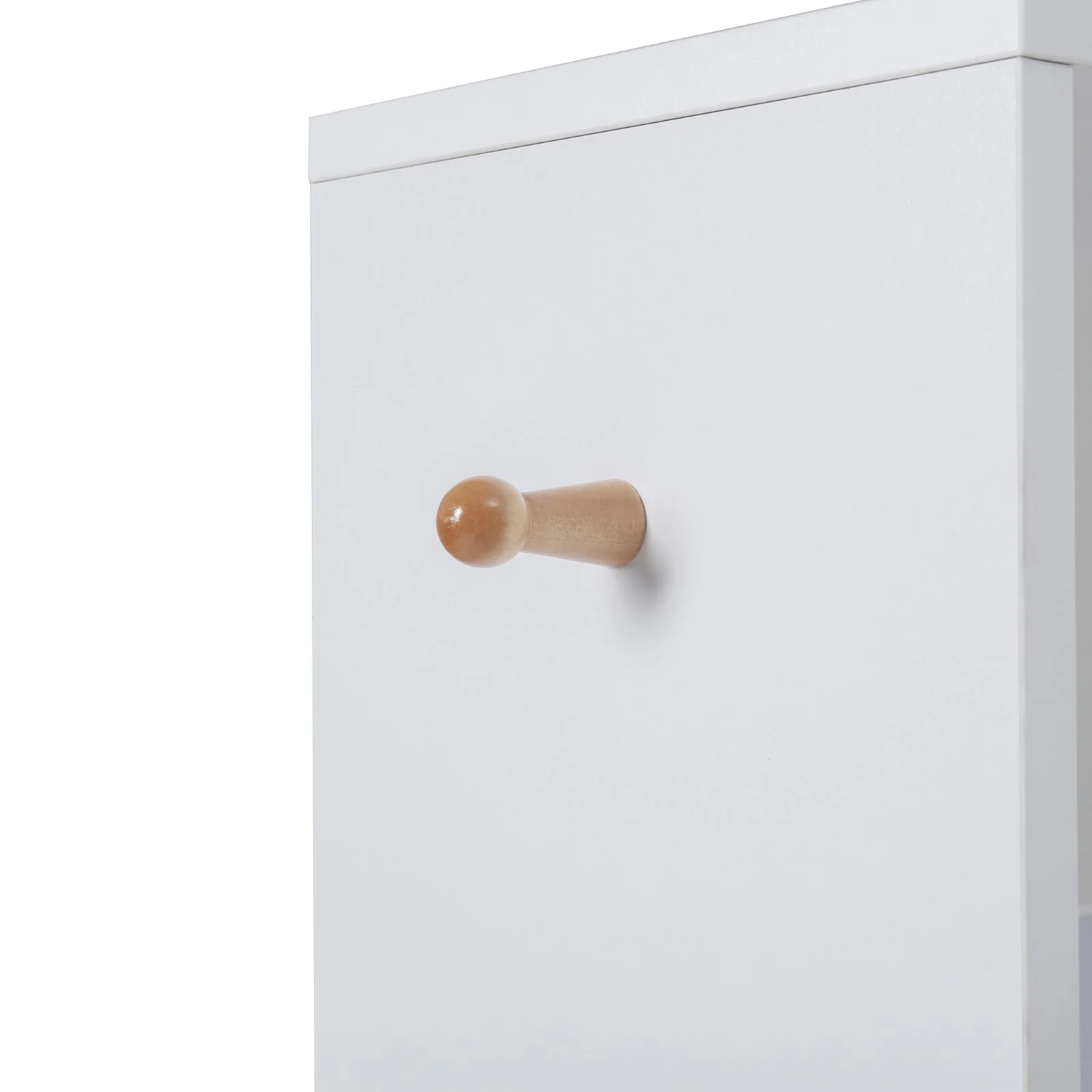 Livingandhome White Slim Storage Shelving Unit With Lockable Drawer - Image 7