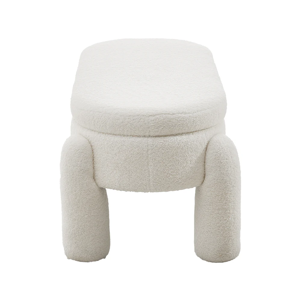 Livingandhome White Storage Bench with Soft Cushion - Image 5