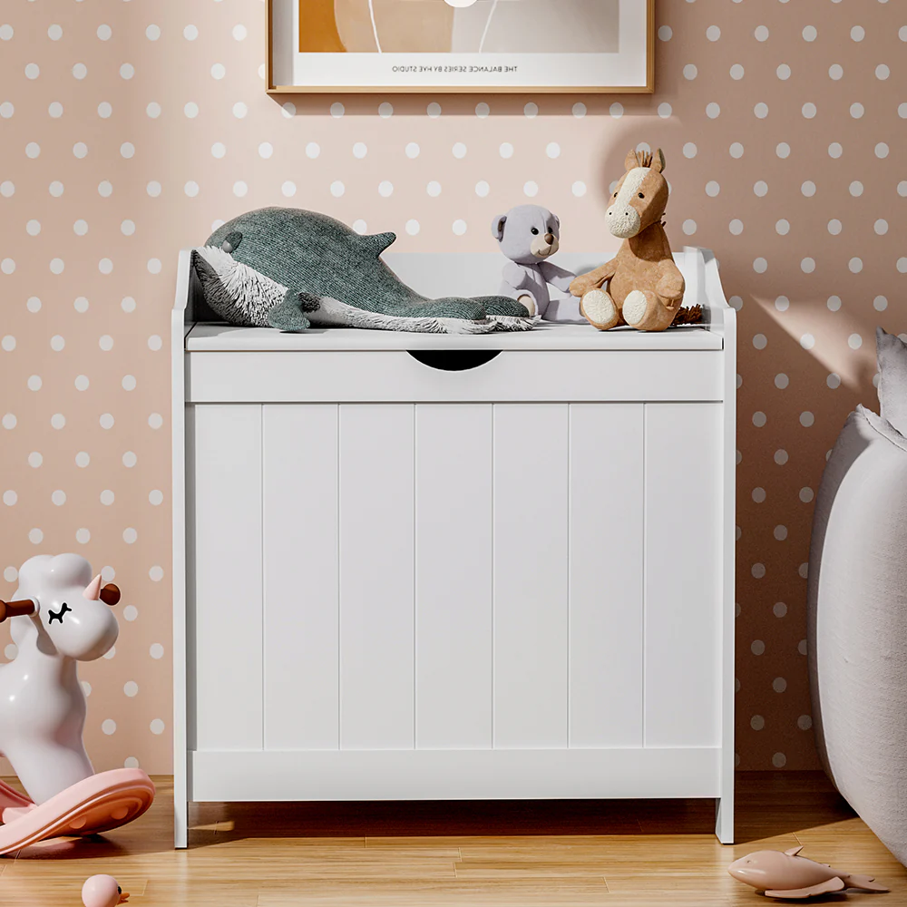Livingandhome White Wooden Lift-Top Toy Storage Chest - Image 2