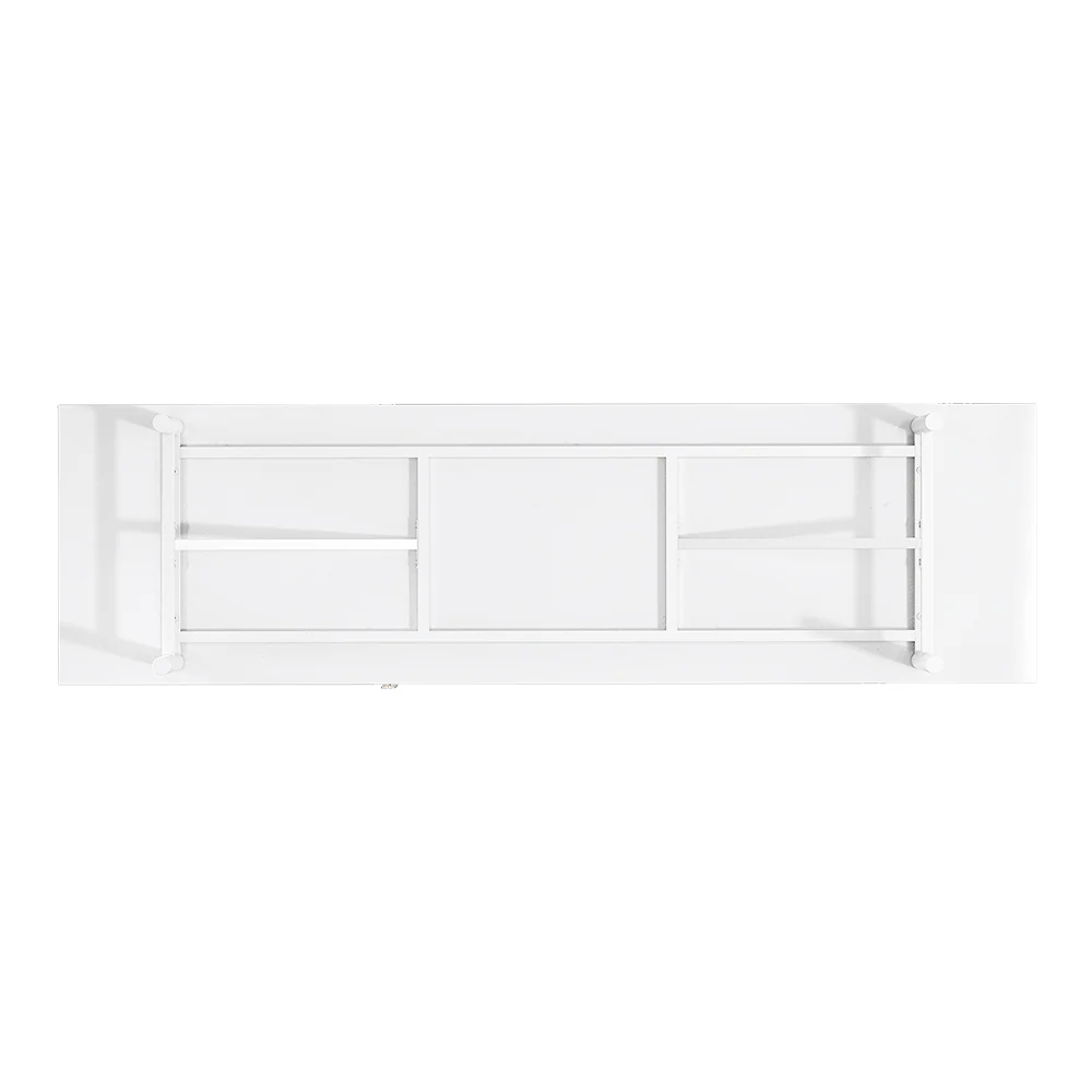 Livingandhome White Wooden TV Unit With Cabinets - Image 6