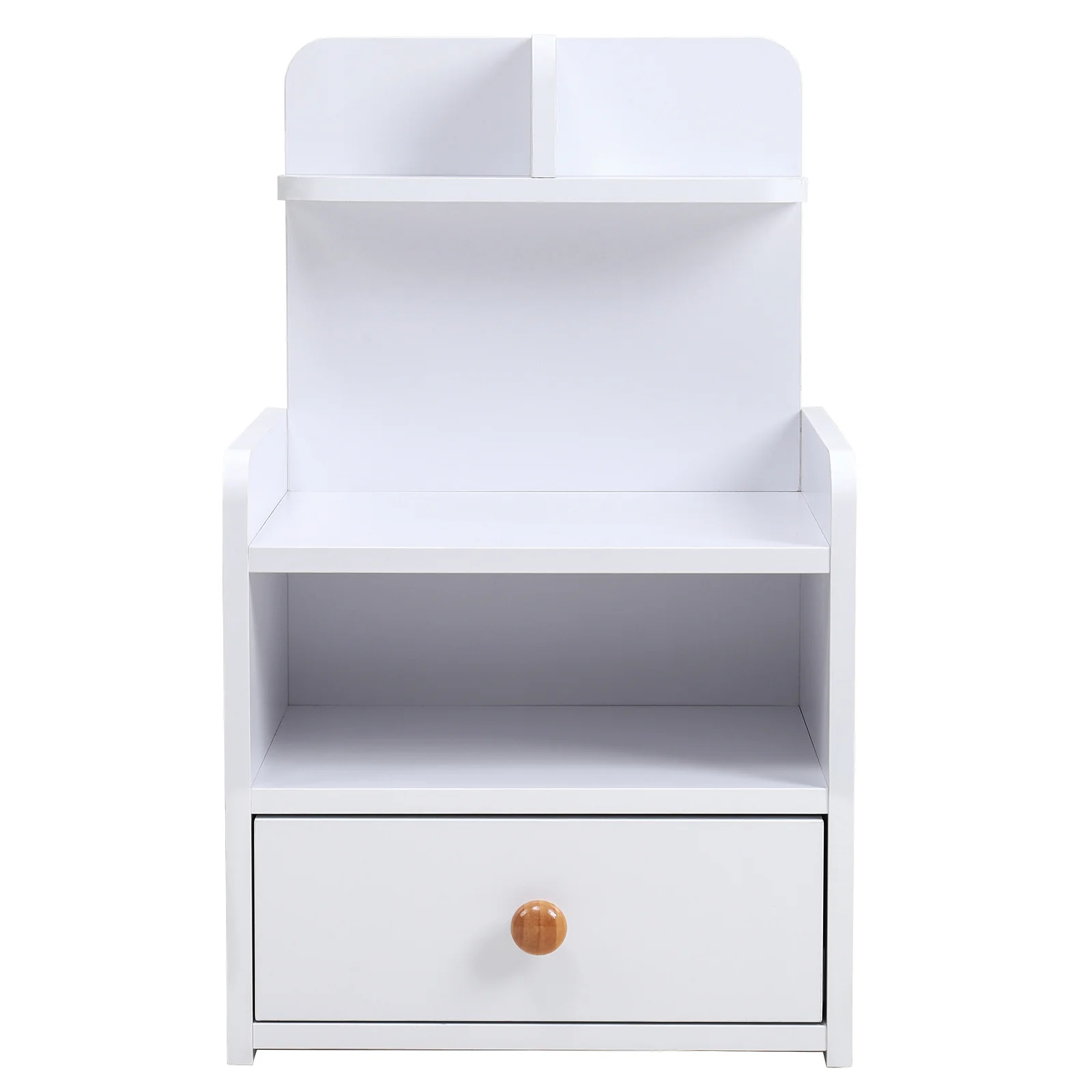 Livingandhome Wooden 1-Drawer Bedside Table Nightstand with a Shelf - Image 3