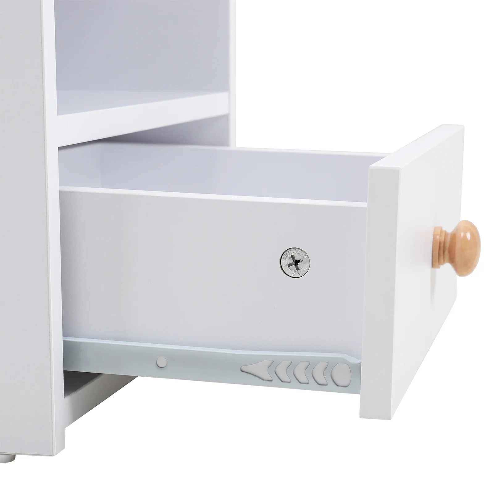 Livingandhome Wooden 1-Drawer Bedside Table Nightstand with a Shelf - Image 7