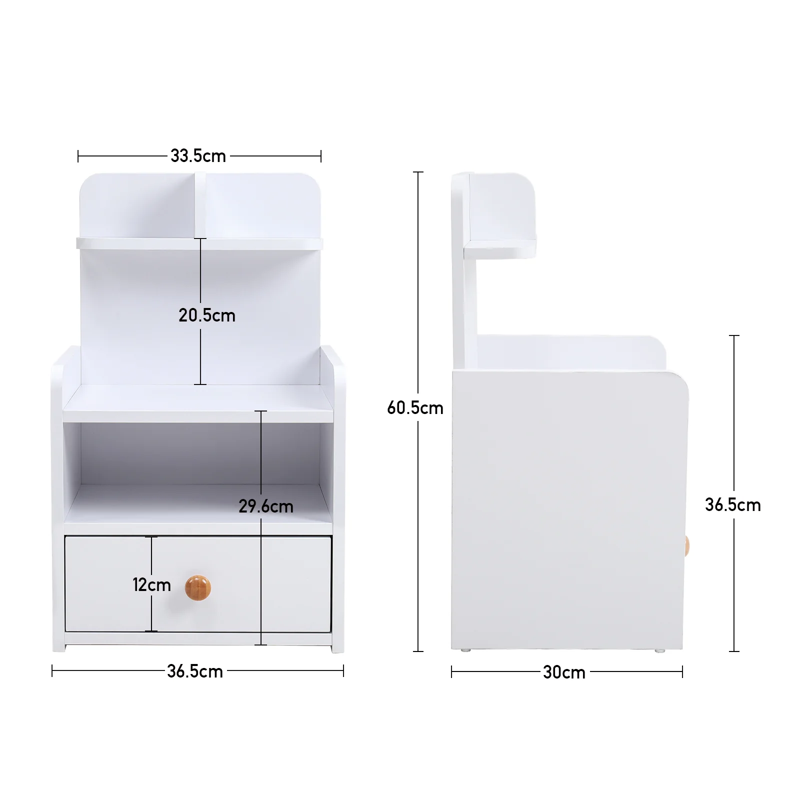 Livingandhome Wooden 1-Drawer Bedside Table Nightstand with a Shelf - Image 9