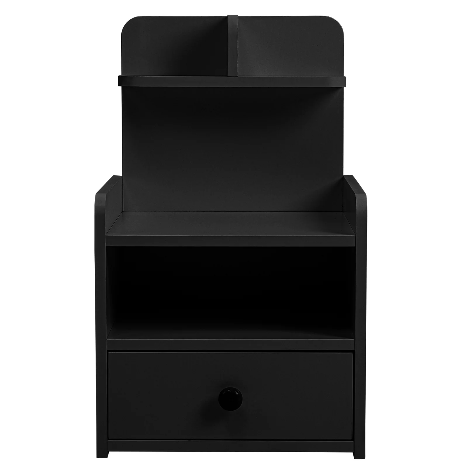 Livingandhome Wooden 1-Drawer Bedside Table Nightstand with a Shelf - Image 3