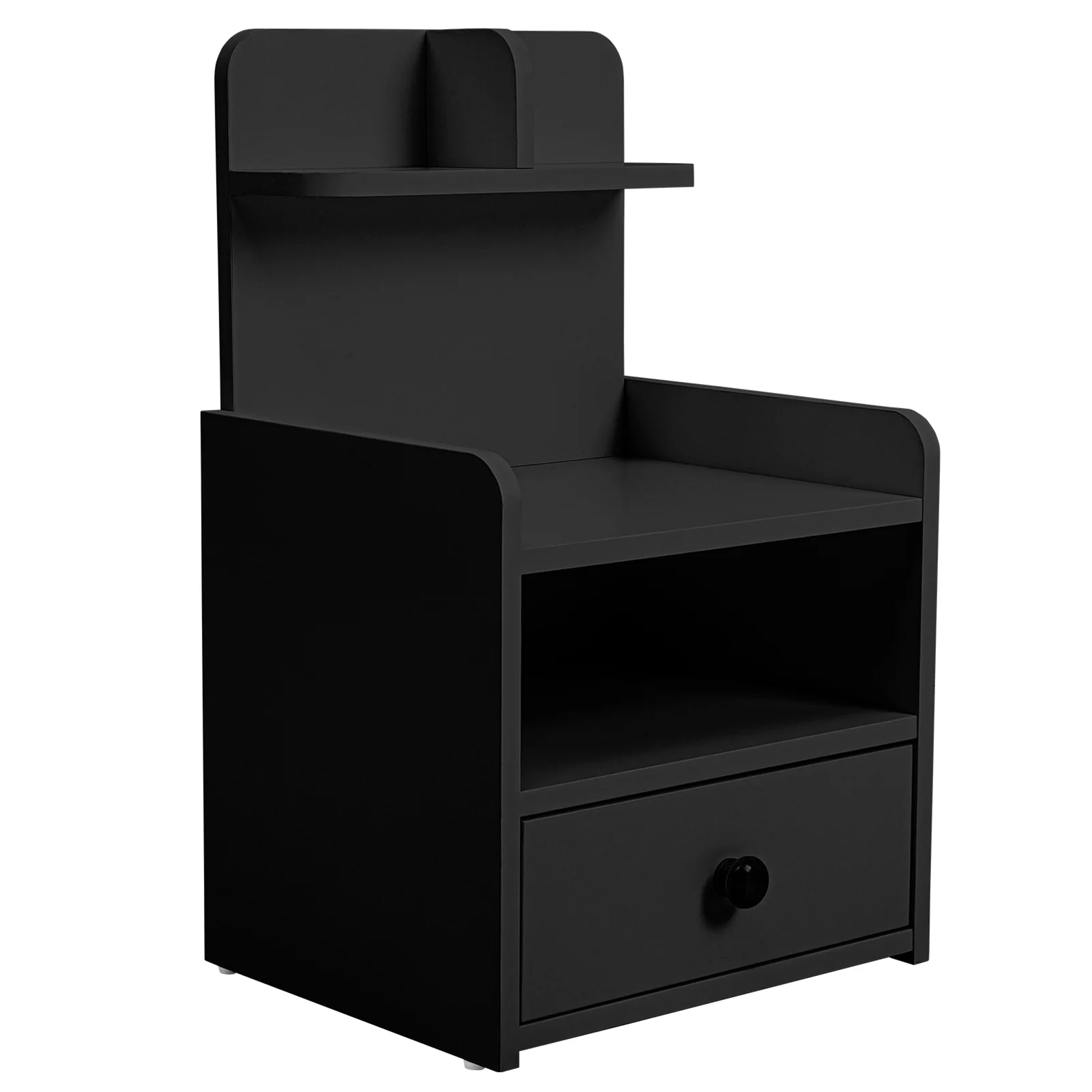 Livingandhome Wooden 1-Drawer Bedside Table Nightstand with a Shelf - Image 4