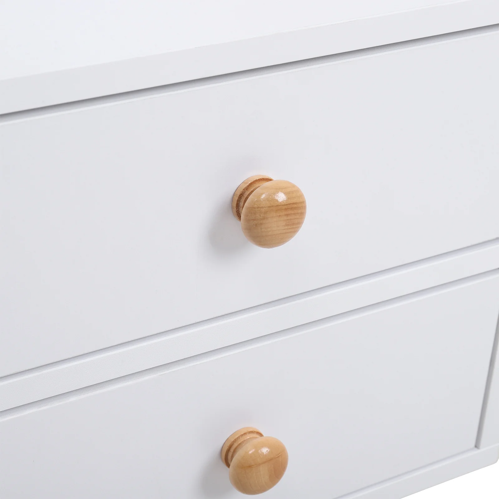 Livingandhome Wooden 2-Drawer Bedside Table Nightstand with a Shelf and Wooden Legs - Image 7