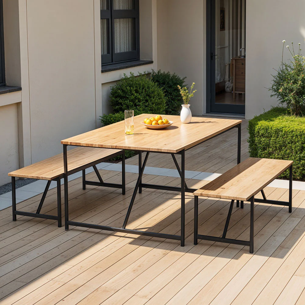 Livingandhome Wooden 4-Seater Dining Table - Image 2