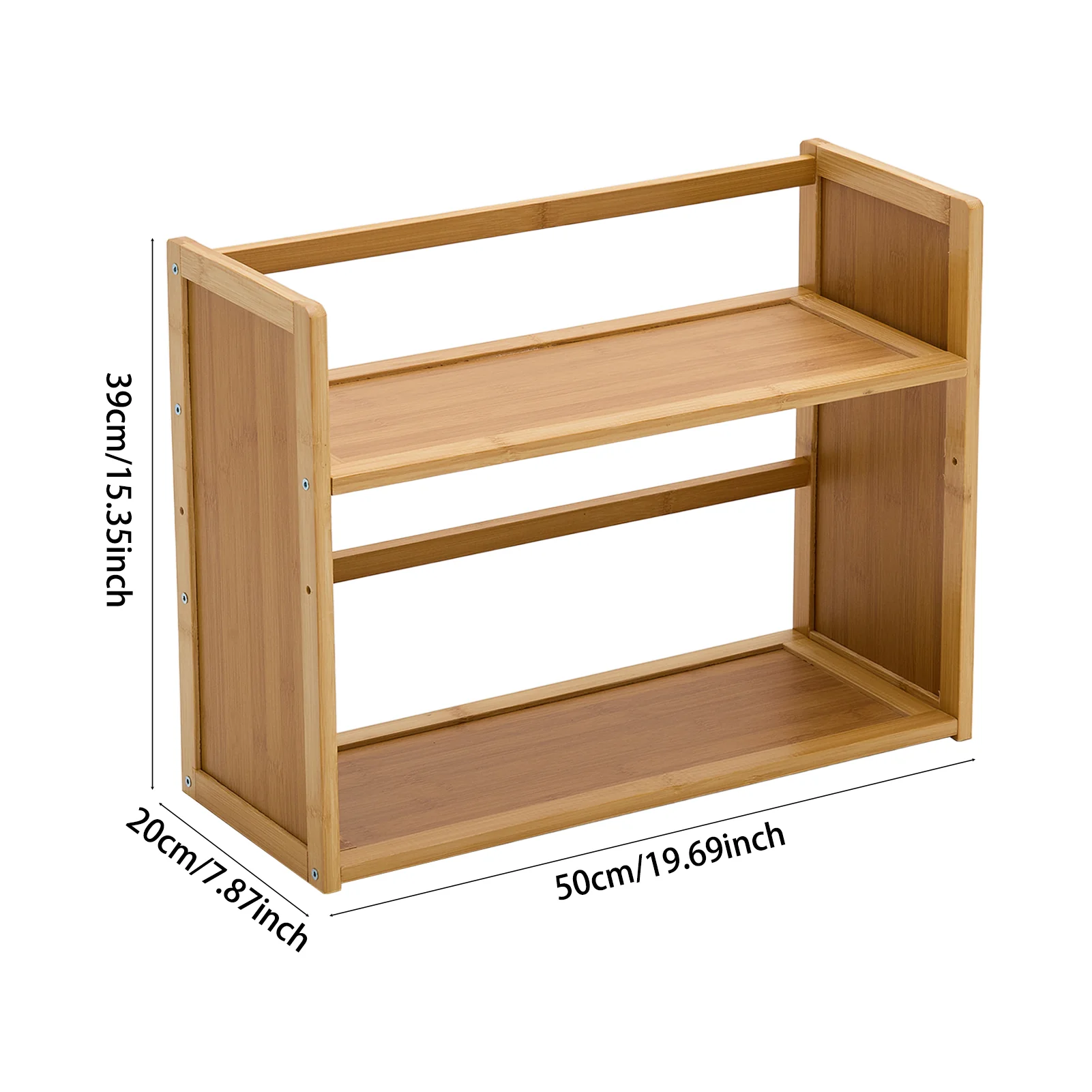 Livingandhome Wooden Bamboo 2-Tier Desk Storage Shelf - Image 3