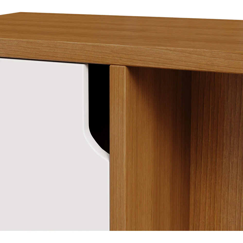 Livingandhome Wooden Bookcase Storage Cabinet with Doors and Open Shelf - Image 4