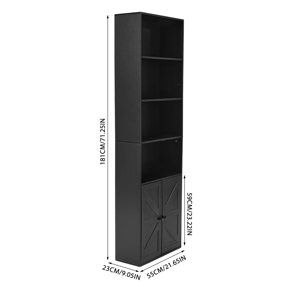 Livingandhome Wooden Bookcase With Cabinet Storage - Image 4
