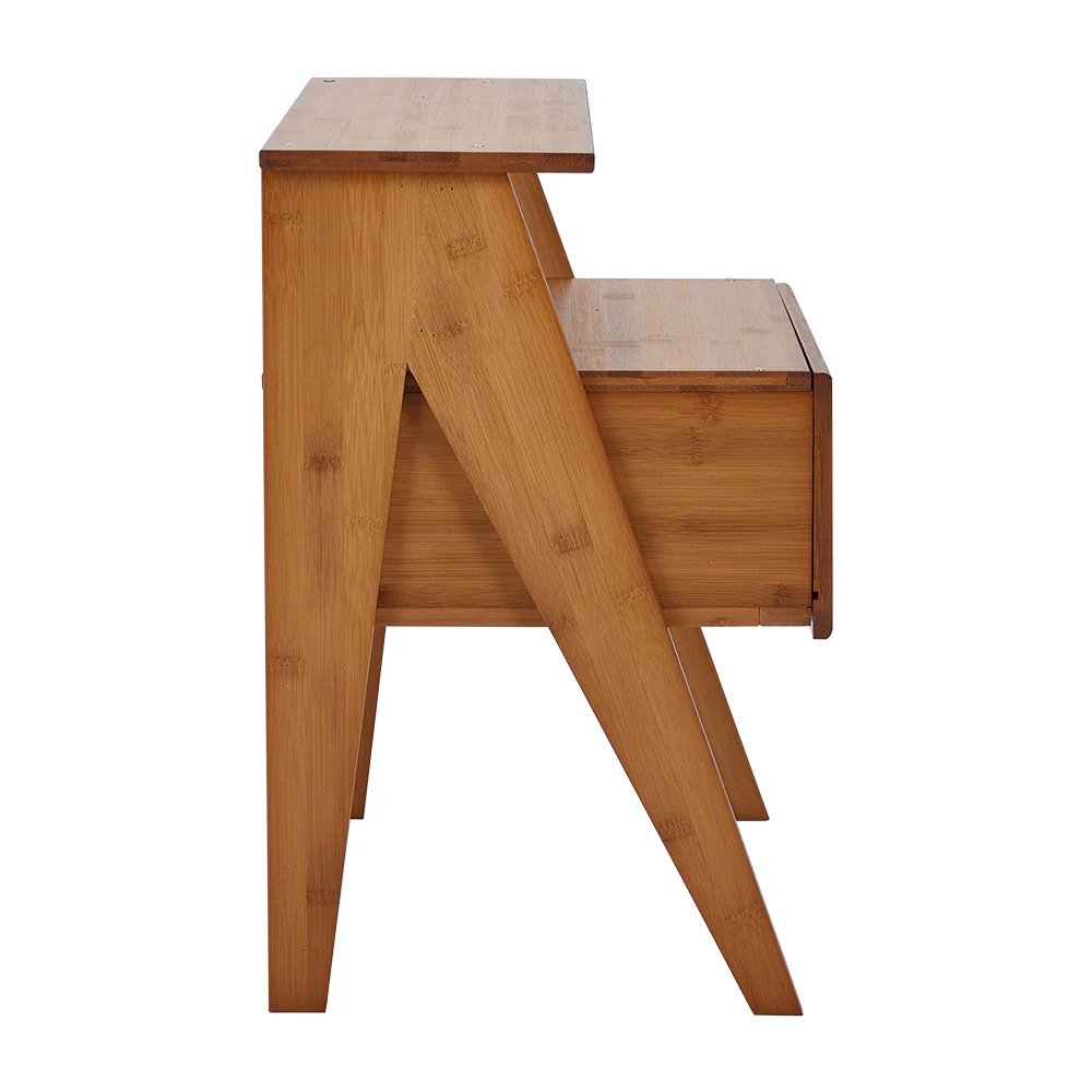 Livingandhome Wooden Nightstand Storage Cabinet with Shelf - Image 5