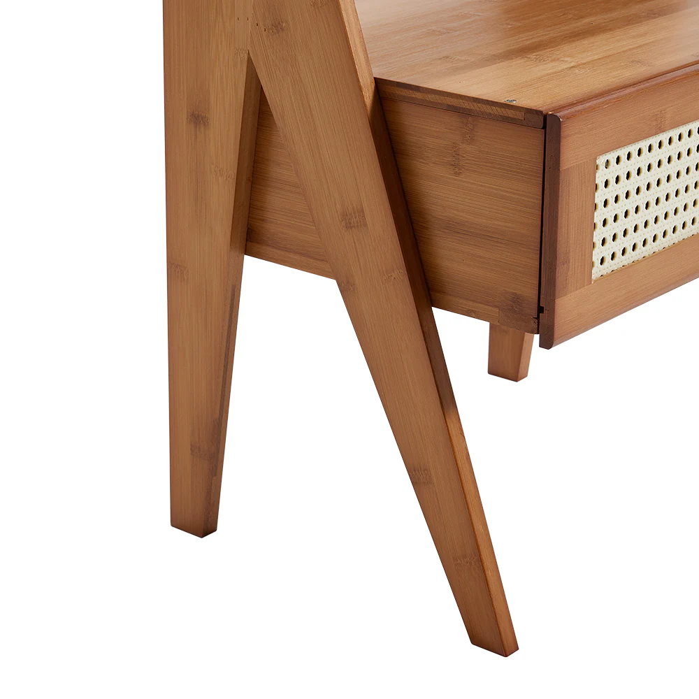 Livingandhome Wooden Nightstand Storage Cabinet with Shelf - Image 6