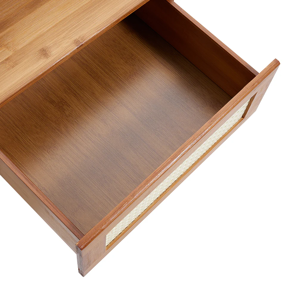 Livingandhome Wooden Nightstand Storage Cabinet with Shelf - Image 7