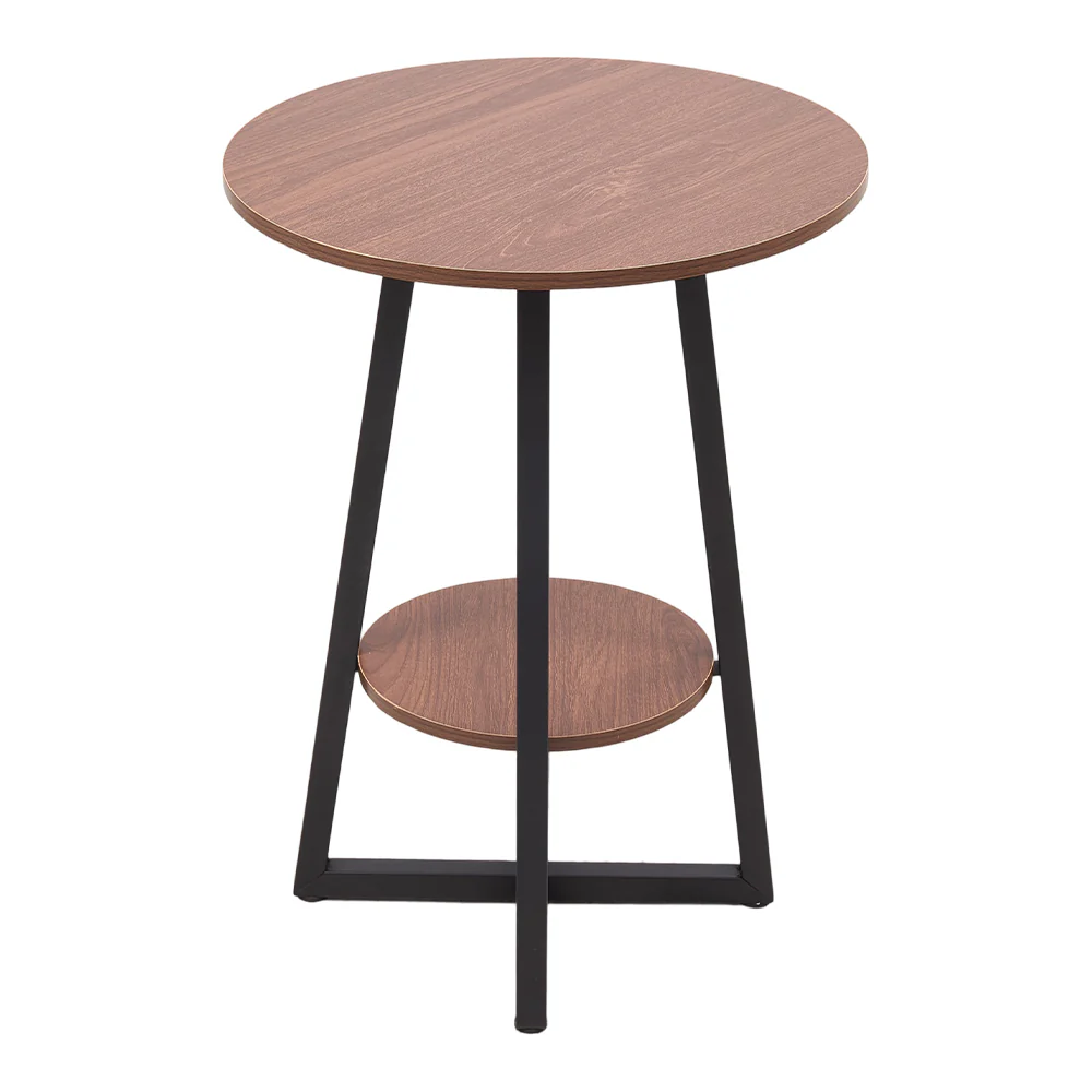 Livingandhome Wooden Round Side Table with Steel Frame - Image 4