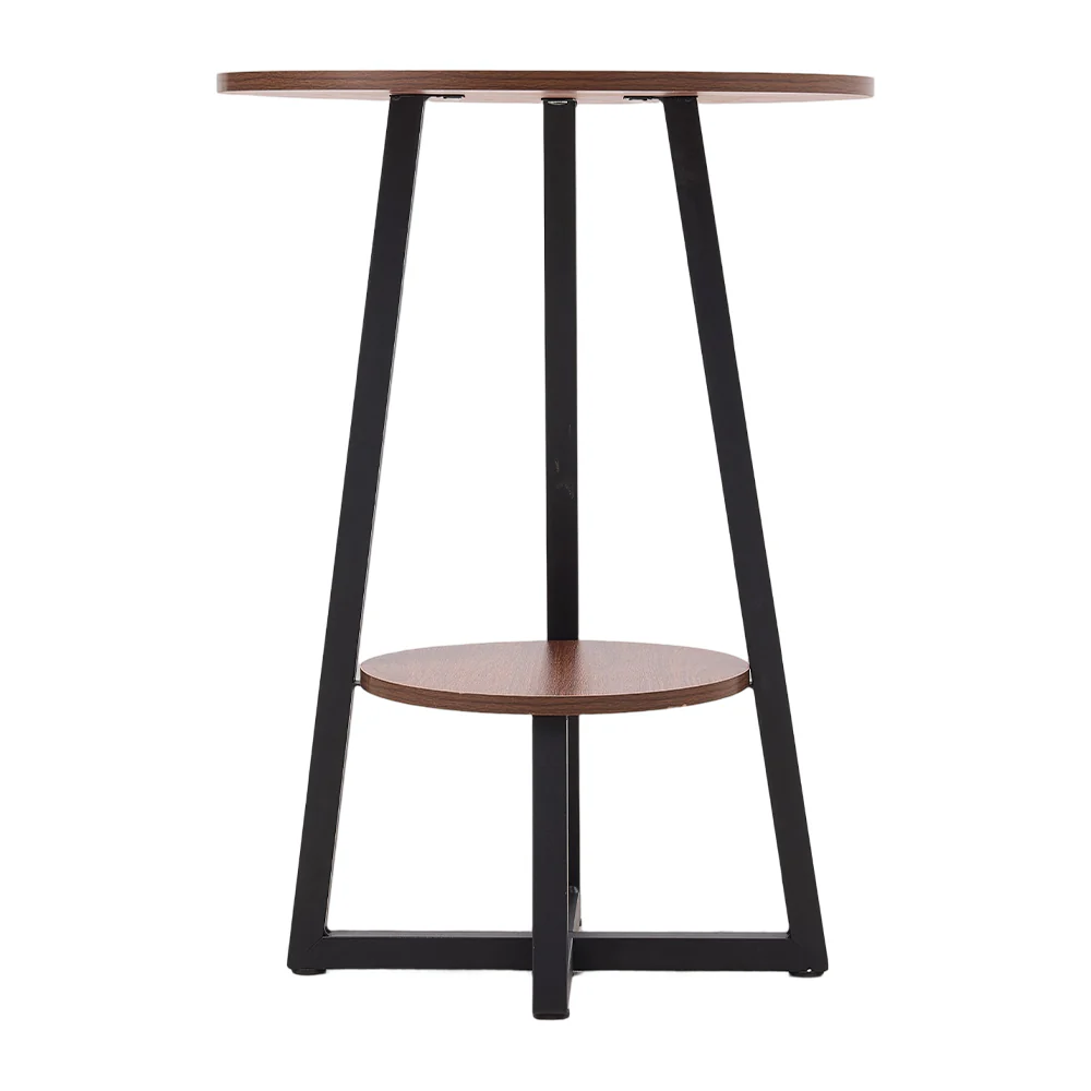 Livingandhome Wooden Round Side Table with Steel Frame - Image 5