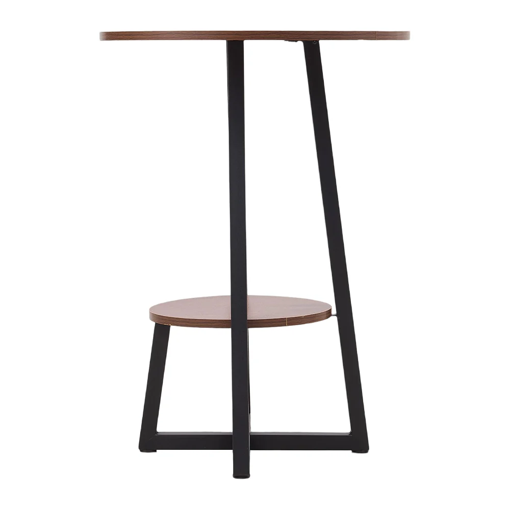 Livingandhome Wooden Round Side Table with Steel Frame - Image 6