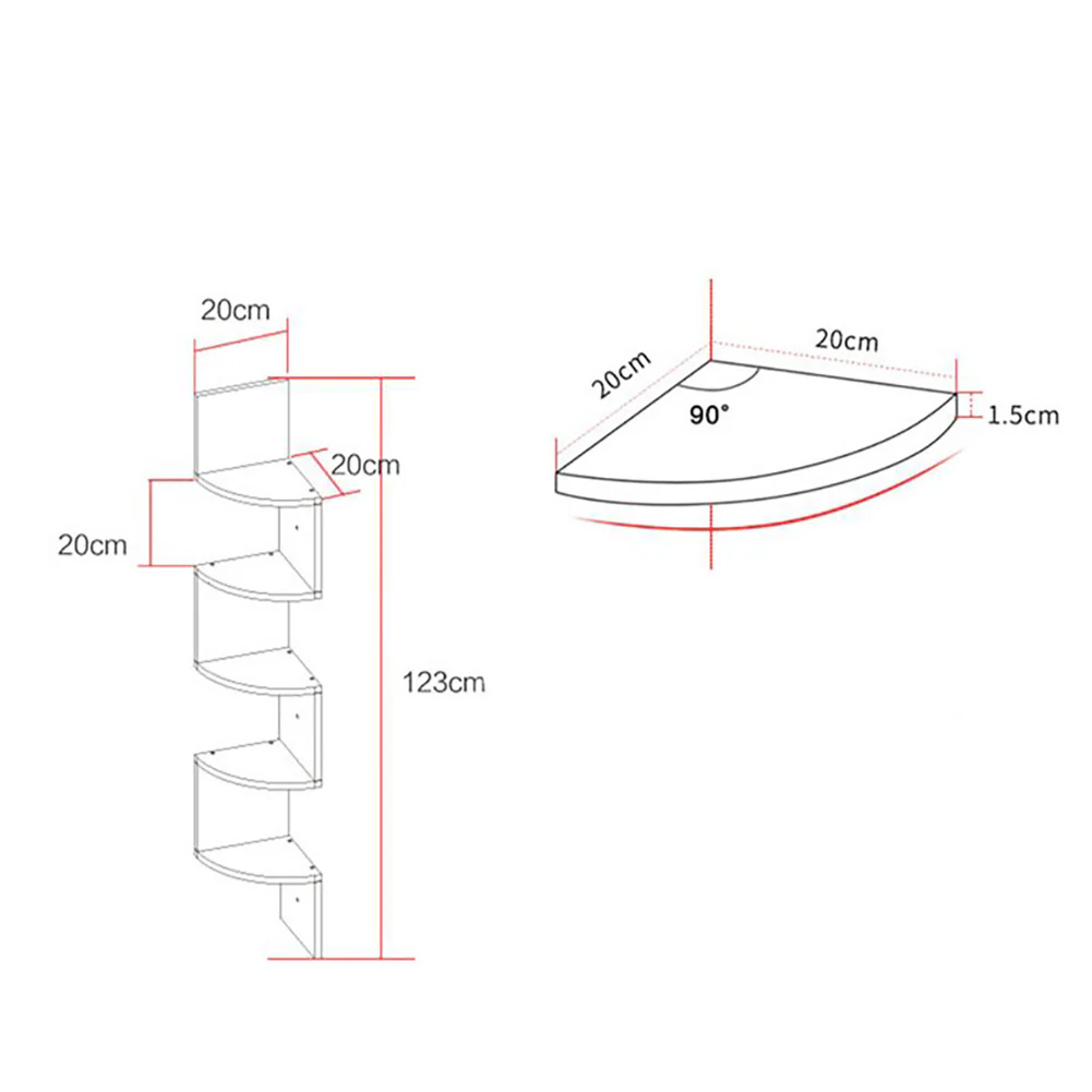 Livingandhome Wooden Zigzag Floating Corner Shelves 2-Tier White - Image 3