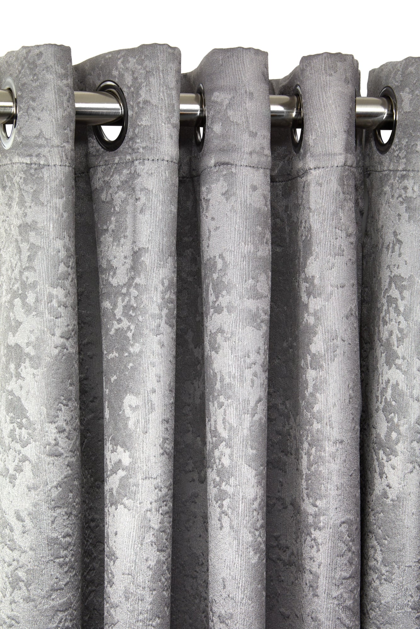 Logan - Textured Woven Blackout Eyelet Curtains in Silver - Image 2
