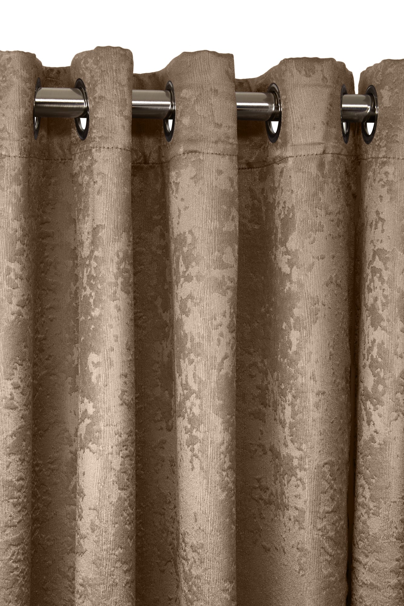 Logan - Textured Woven Blackout Eyelet Curtains in Taupe - Image 2