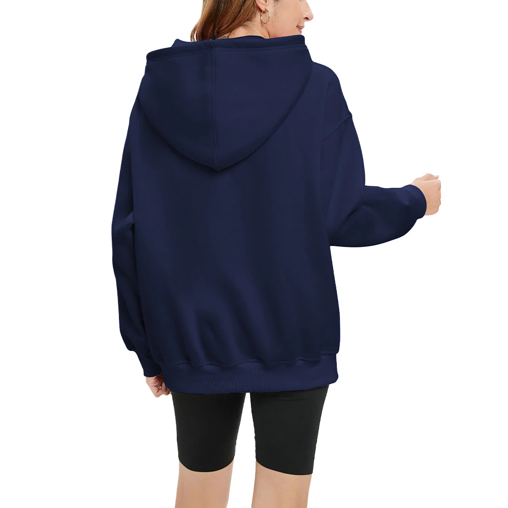 Long Sleeve Hooded Sweatshirt - Navy - Image 2