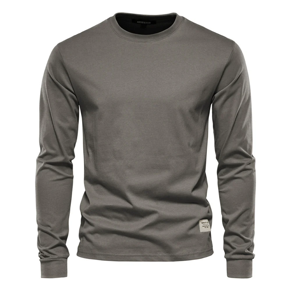 Long-Sleeved Crew Neck T-Shirt Grey - Image 2