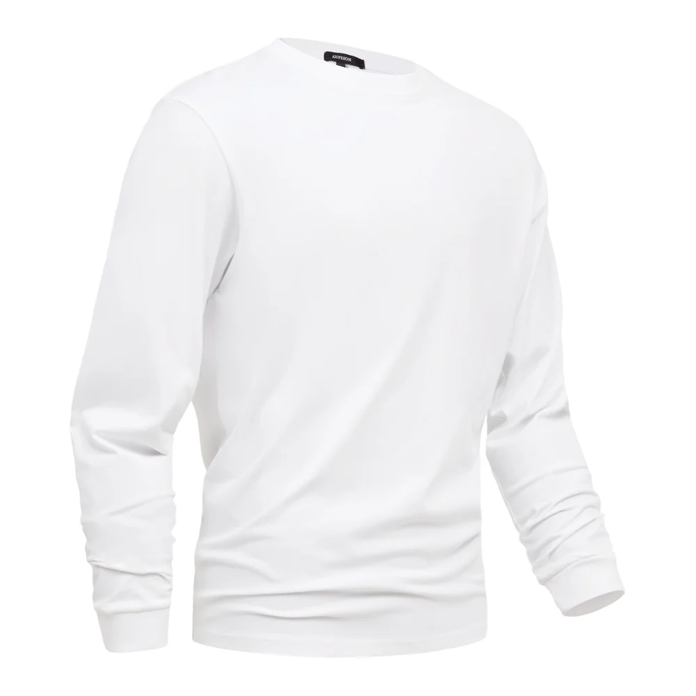 Long-Sleeved Crew Neck T-Shirt White - Image 3