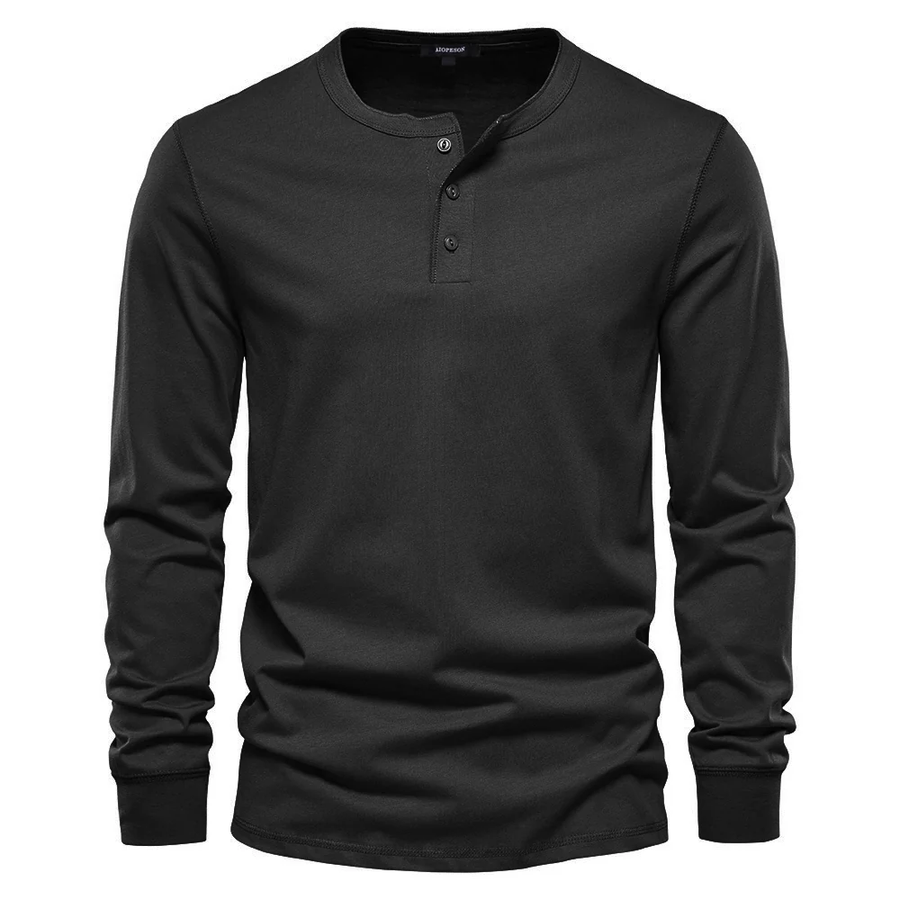 Long-Sleeved Henley T-Shirt - Image 2