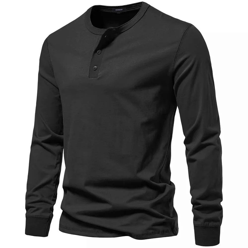 Long-Sleeved Henley T-Shirt - Image 3
