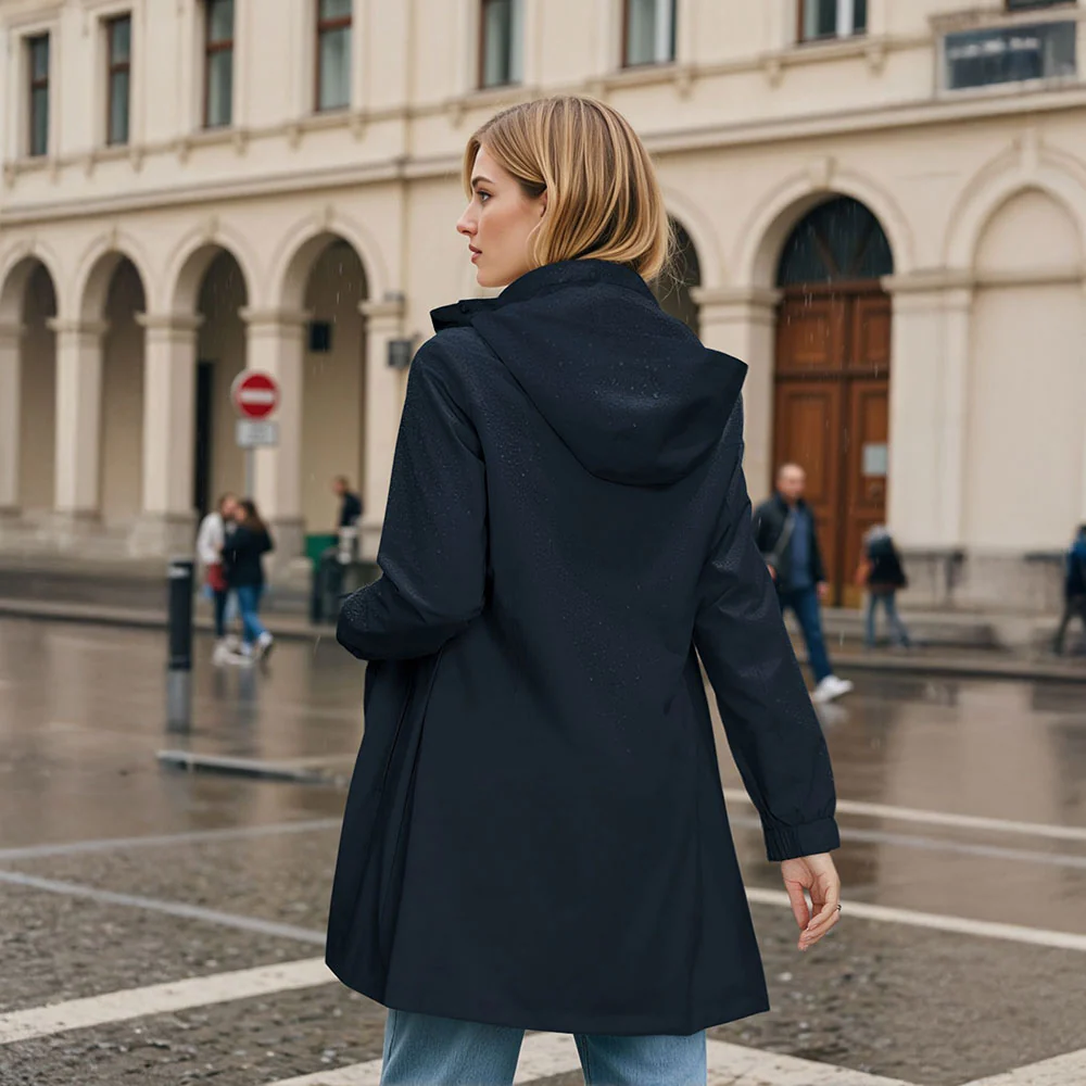 Long Trench Coat with Detachable Hood - Image 2