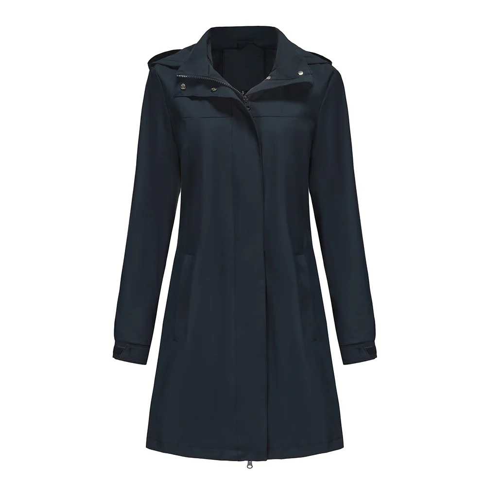 Long Trench Coat with Detachable Hood - Image 3