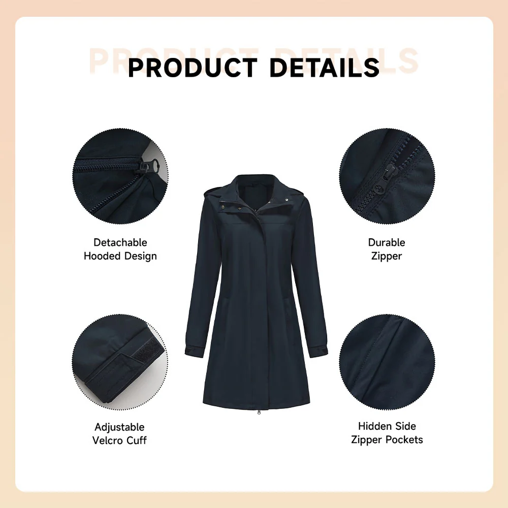 Long Trench Coat with Detachable Hood - Image 5