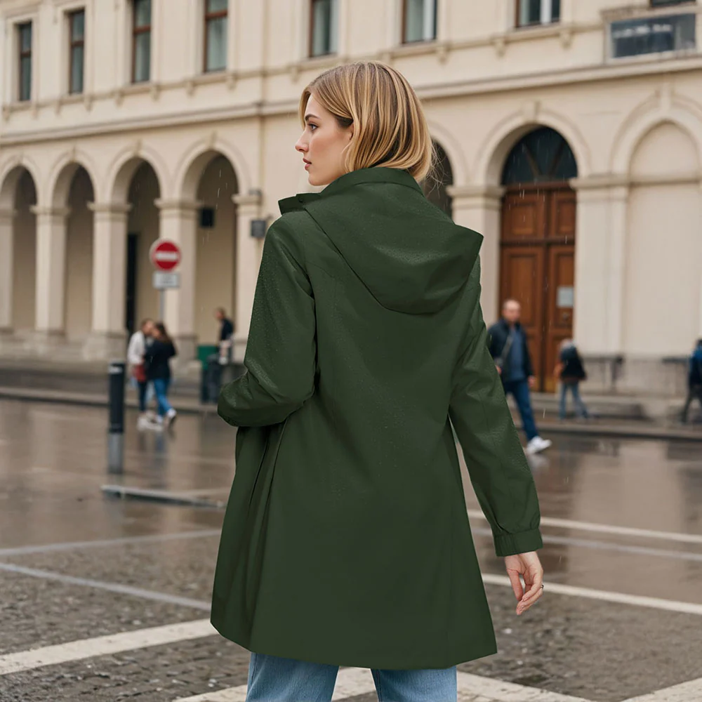 Long Trench Coat with Detachable Hood - Image 2