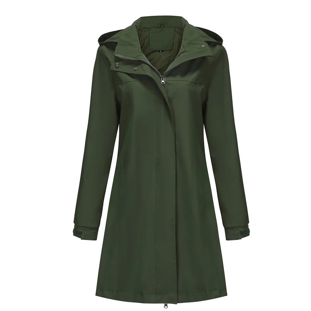 Long Trench Coat with Detachable Hood - Image 3