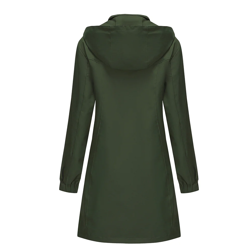 Long Trench Coat with Detachable Hood - Image 4