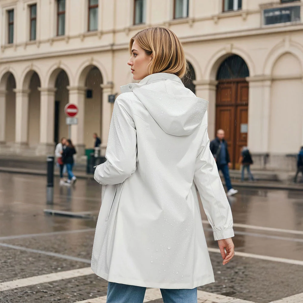 Long Trench Coat with Detachable Hood - Image 2