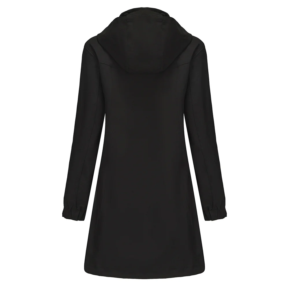 Long Trench Coat With Detachable Hood - Black - Image 4
