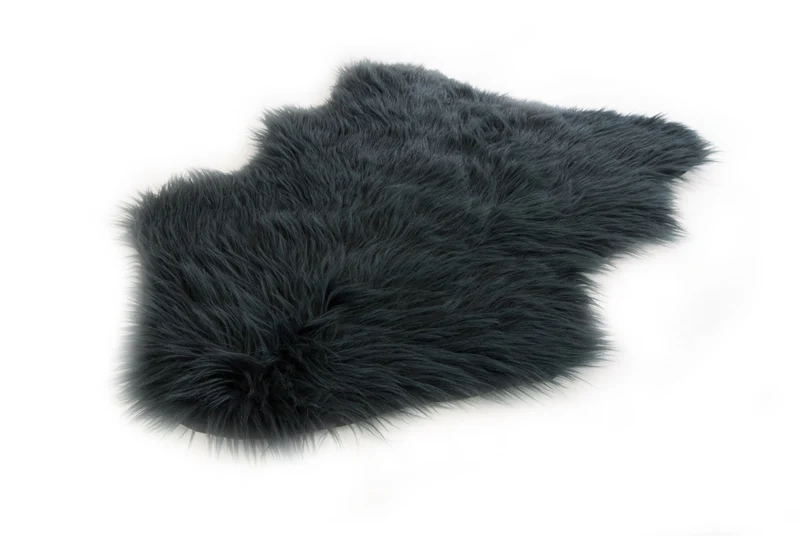 Lux - Faux Fur Room Rug in Black - Image 3