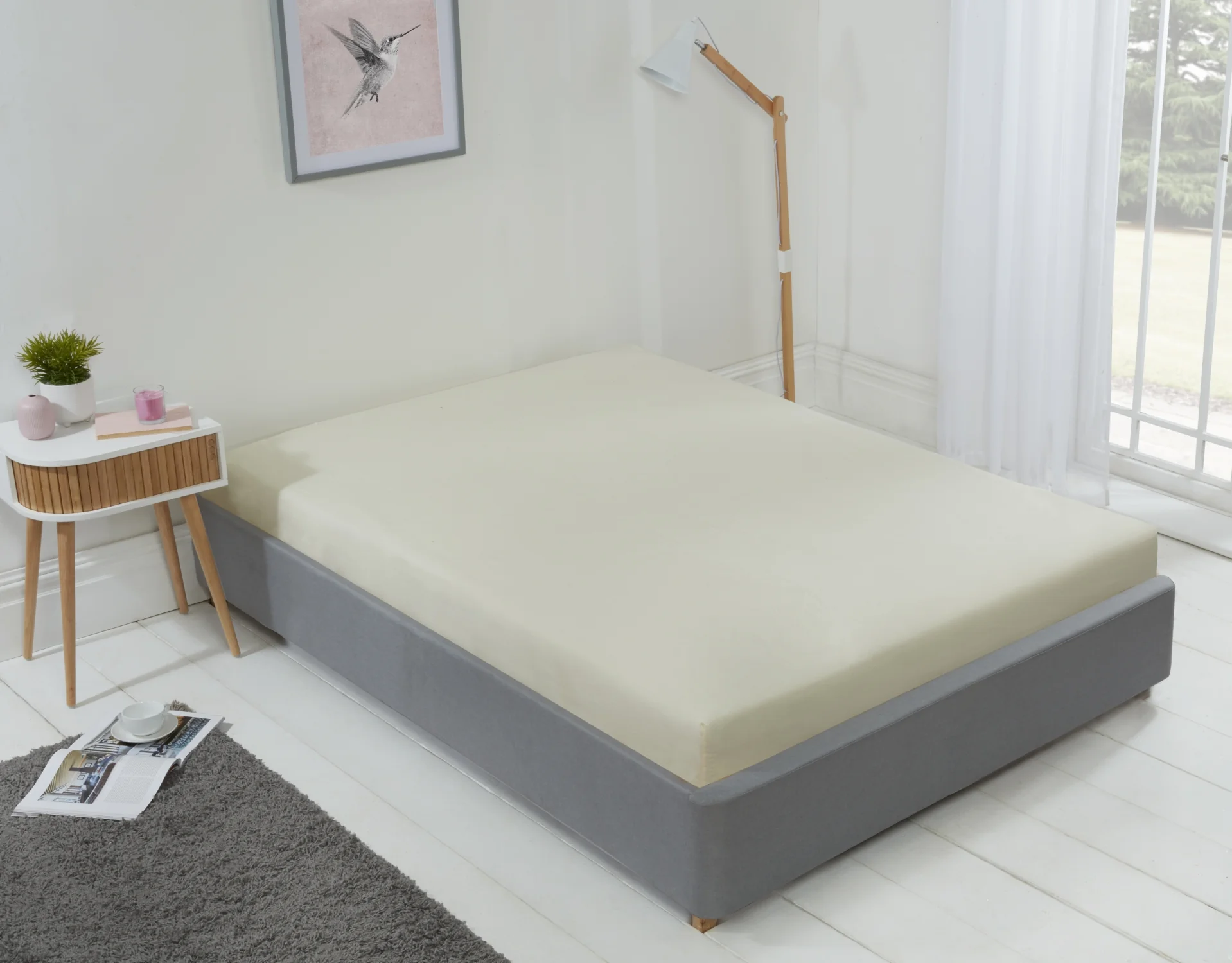 Lyla Fitted Sheet In Cream - Double Size