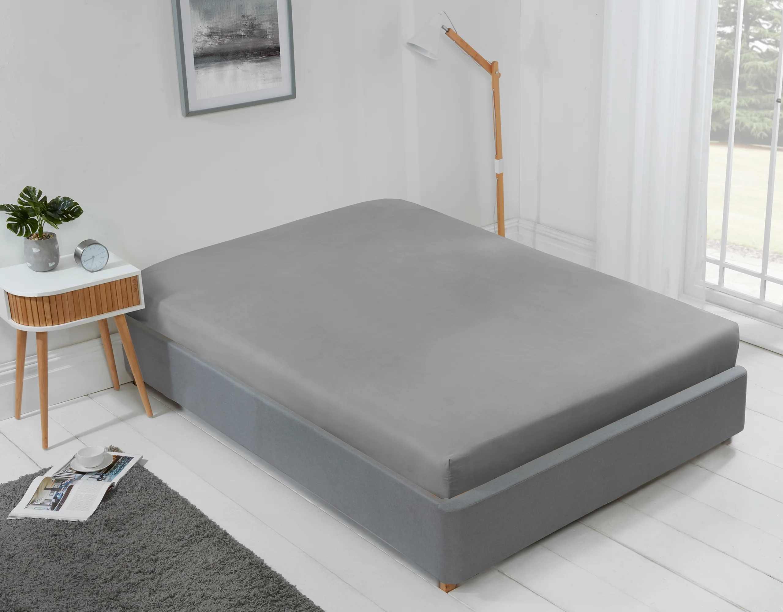 Lyla Fitted Sheet In Grey - Single Size