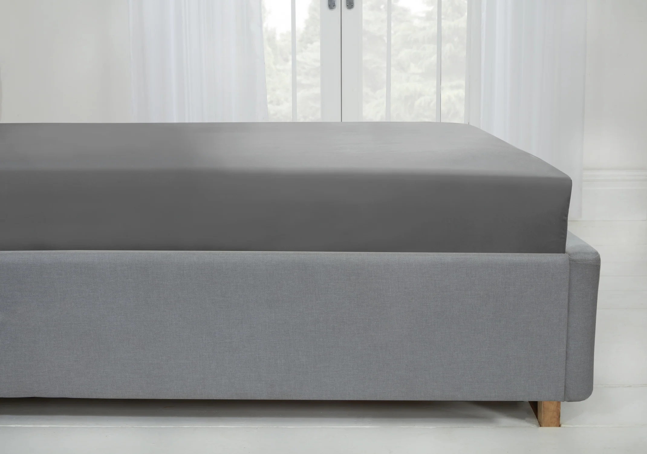 Lyla Fitted Sheet In Grey - Double Size - Image 2