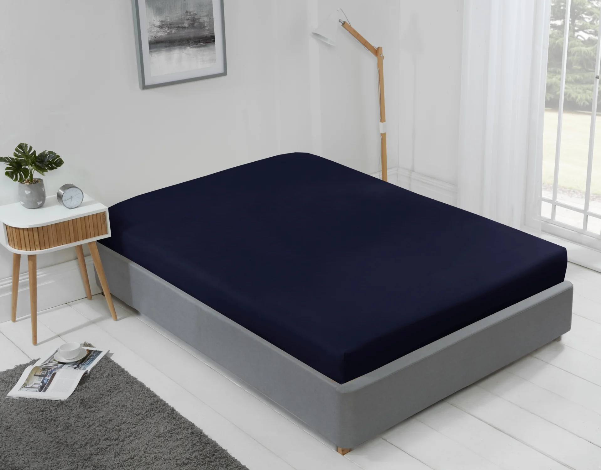 Lyla Fitted Sheet In Navy - Double Size