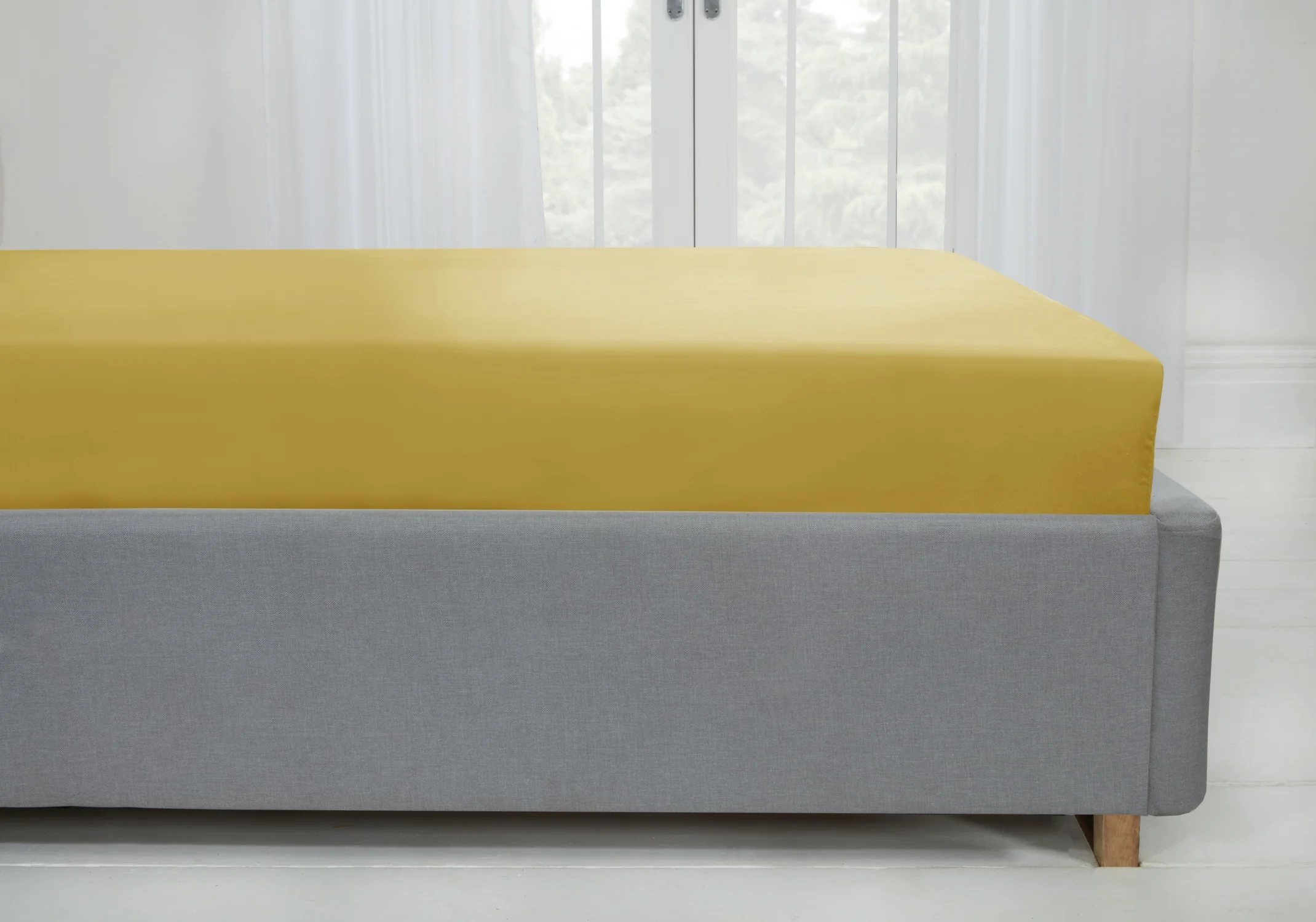 Lyla Fitted Sheet In Ochre - King Size - Image 2
