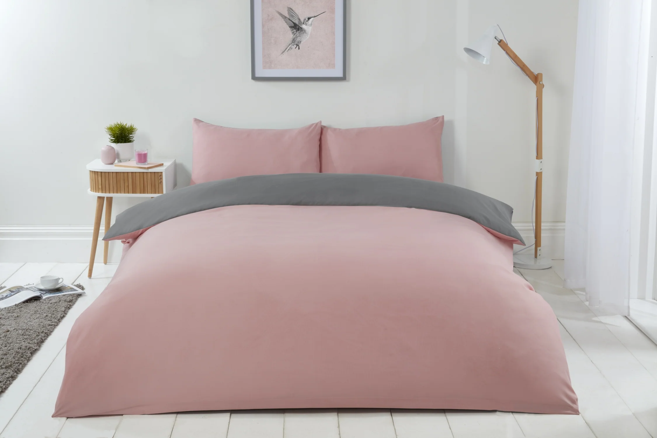 Lyla Reversible Duvet Set in Blush Pink /Grey - Image 2
