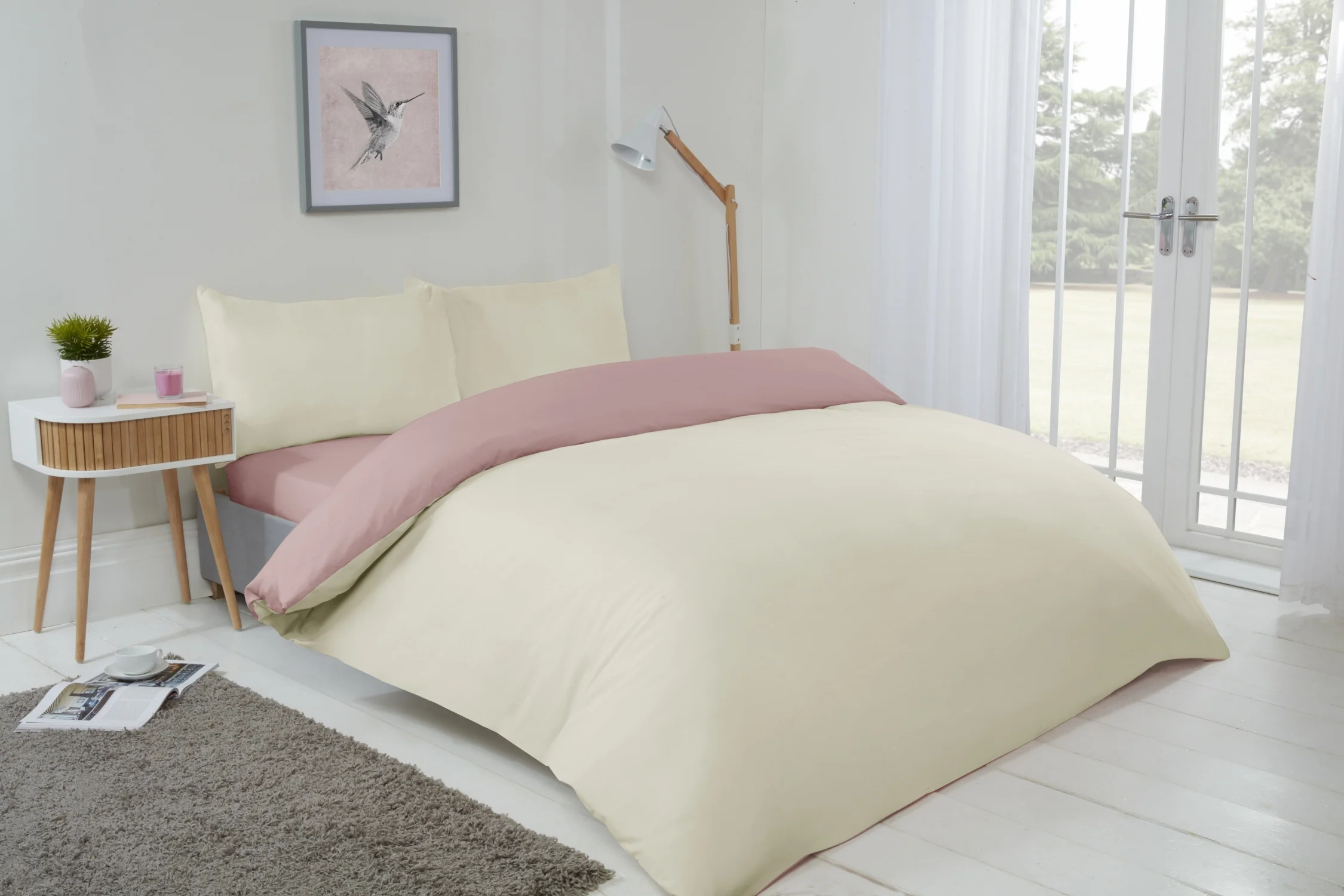 Lyla Reversible Duvet Set in Cream/Blush Pink - Image 2