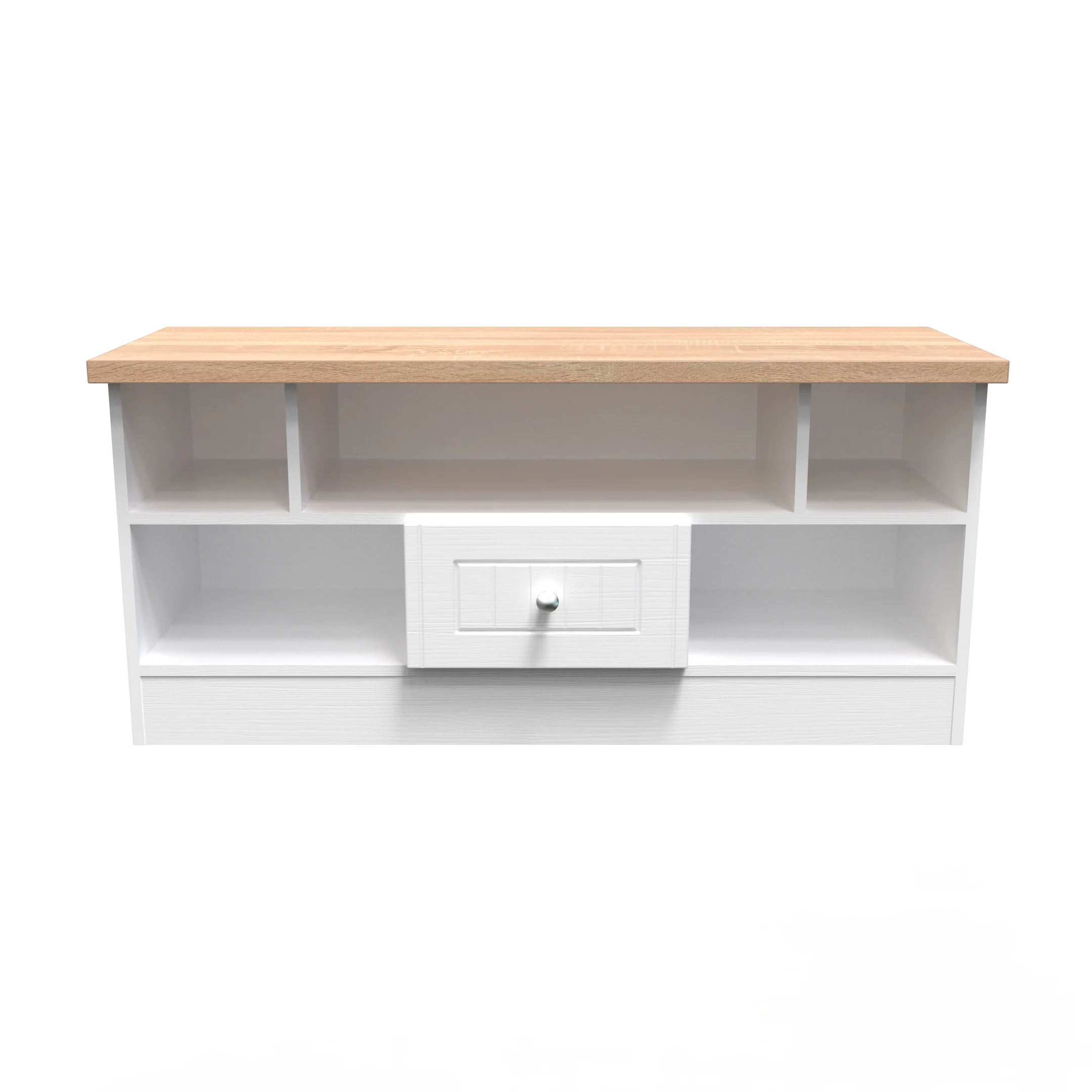 Lynton Ready Assembled 1 Drawer TV & Media Unit In Porcelain Ash & Bardolino Oak - Image 2