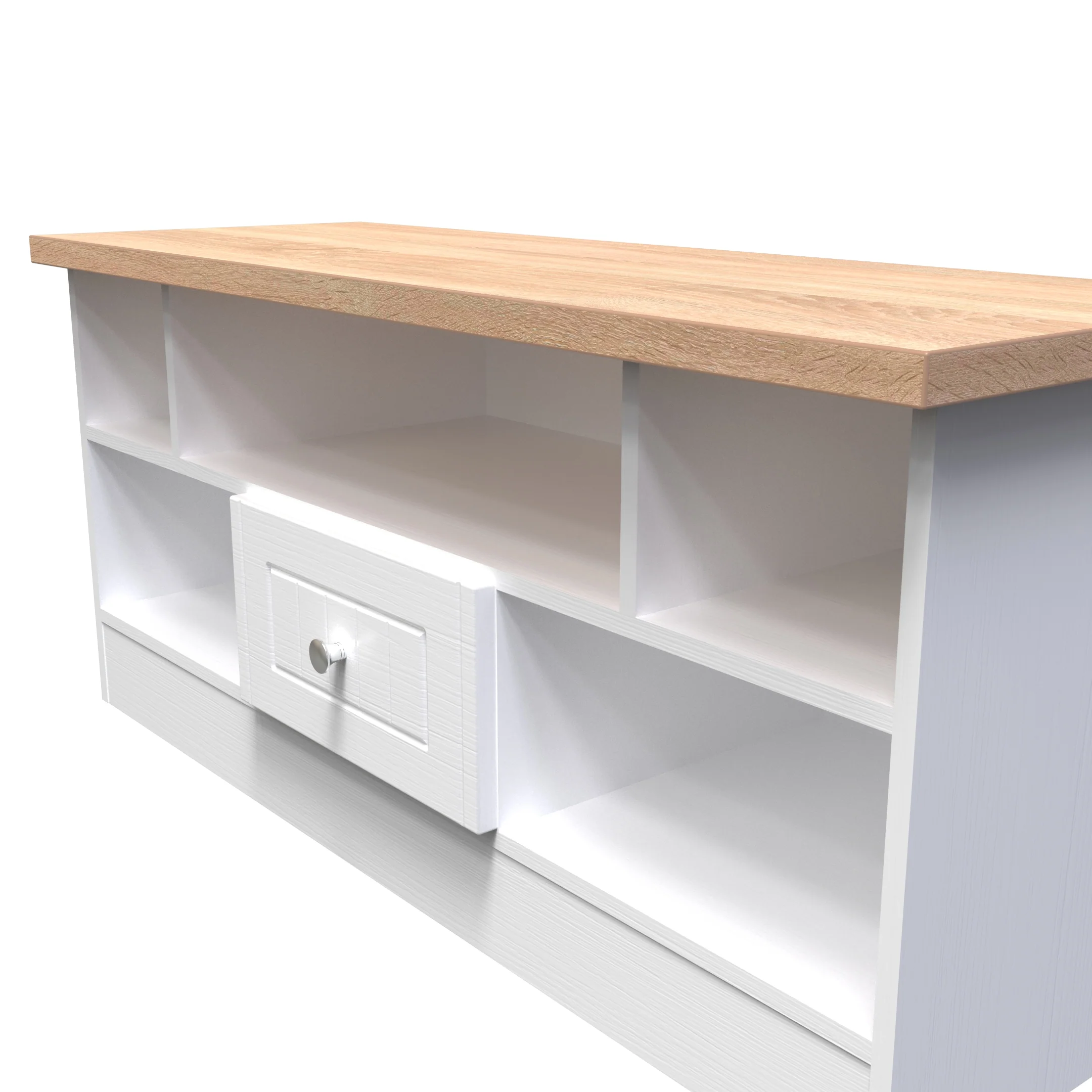 Lynton Ready Assembled 1 Drawer TV & Media Unit In Porcelain Ash & Bardolino Oak - Image 4