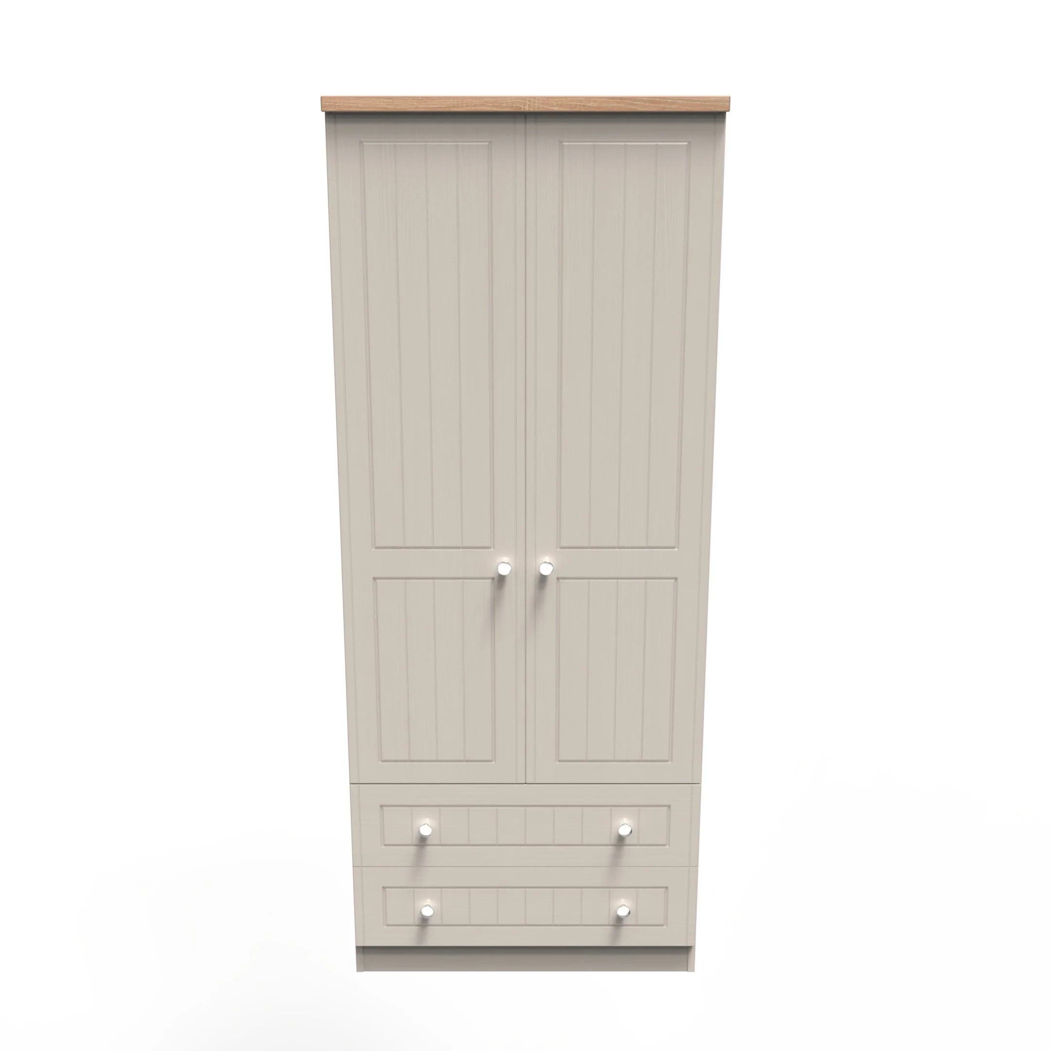Lynton Ready Assembled 2 Door 2 Drawer Wardrobe In Kashmir Ash & Bardolino Oak - Image 2